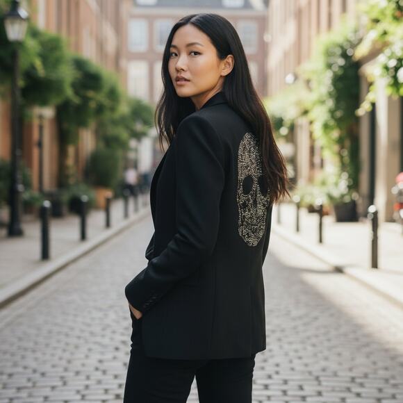 Zadig & Voltaire Veda Bis Deluxe Skull Rhinestone Blazer Size S - Picture 3 of 15